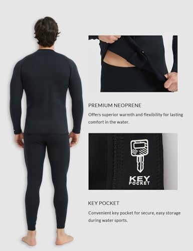 Lemorecn Men’s 3mm Wetsuits Jacket Long Sleeve Neoprene Wetsuits Top(2031blackL) - Image 4
