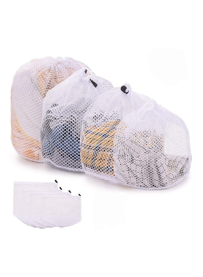4PCS Mesh Laundry Bags Laundry Net Bag Drawstring Reusable Durable Washing Net Bag for Clothes Underwear Delicates Socks Baby Clothes Bra Shoes Knitted Garments