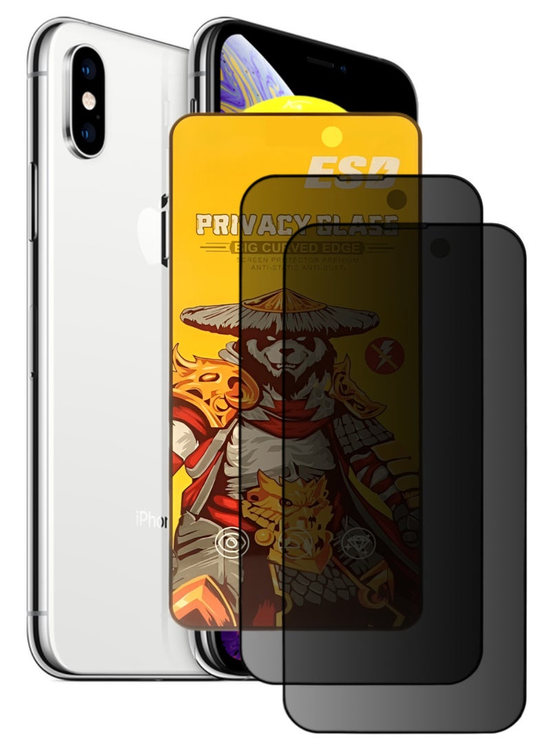 ESD 2 Pieces Tempered Dustproof Privacy Glass Screen Protector Compatible For iPhone XS Max - Image 1