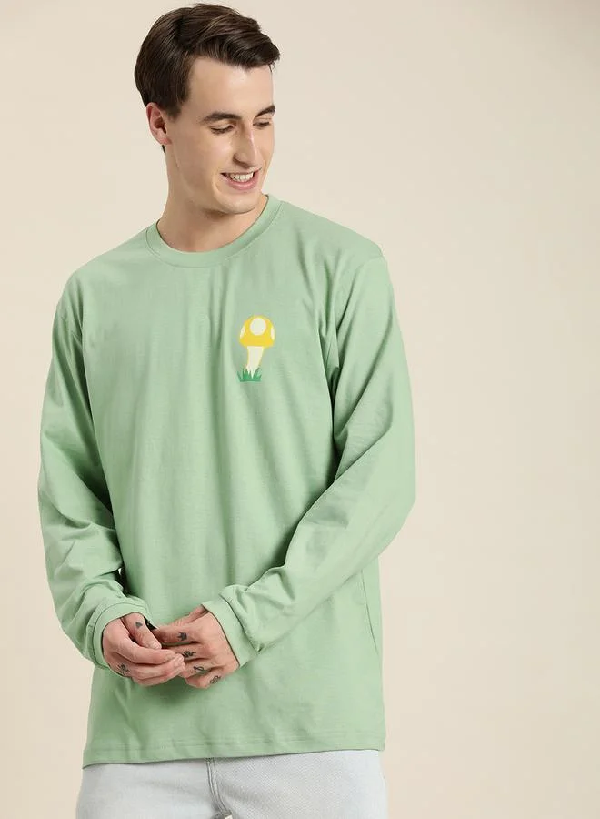 ديلينجر Oversized Back & Front Slogan Print T-Shirt with Long Sleeves by Styli