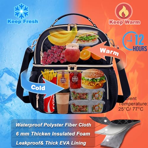 Weitars Lunch Bag for Women,Dual Compartment Lunch Box for Women Lunch Tote for Work,Insulated Leakproof Large Lunchbox Lunch Cooler for Adult for Men, Women, Lunchbag for Hiking,Picnic,Beach - Image 5