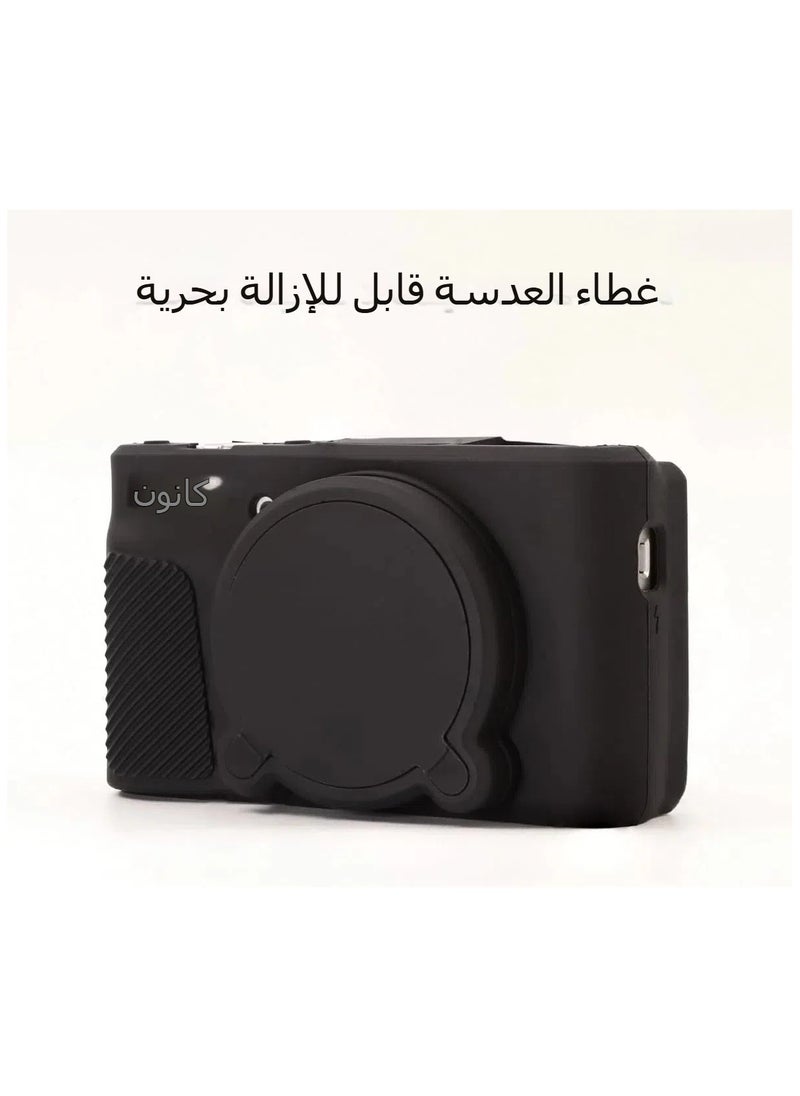 جنرال - حالة لكاميرا كانون باور شوت SX740 HS، حالة سيليكونية ناعمة، وصلات SX740/SX730 HS مع مشبك لقطعة لقطات العدسة، وحماية الشاشة من الزجاج المصقول. - Image 1