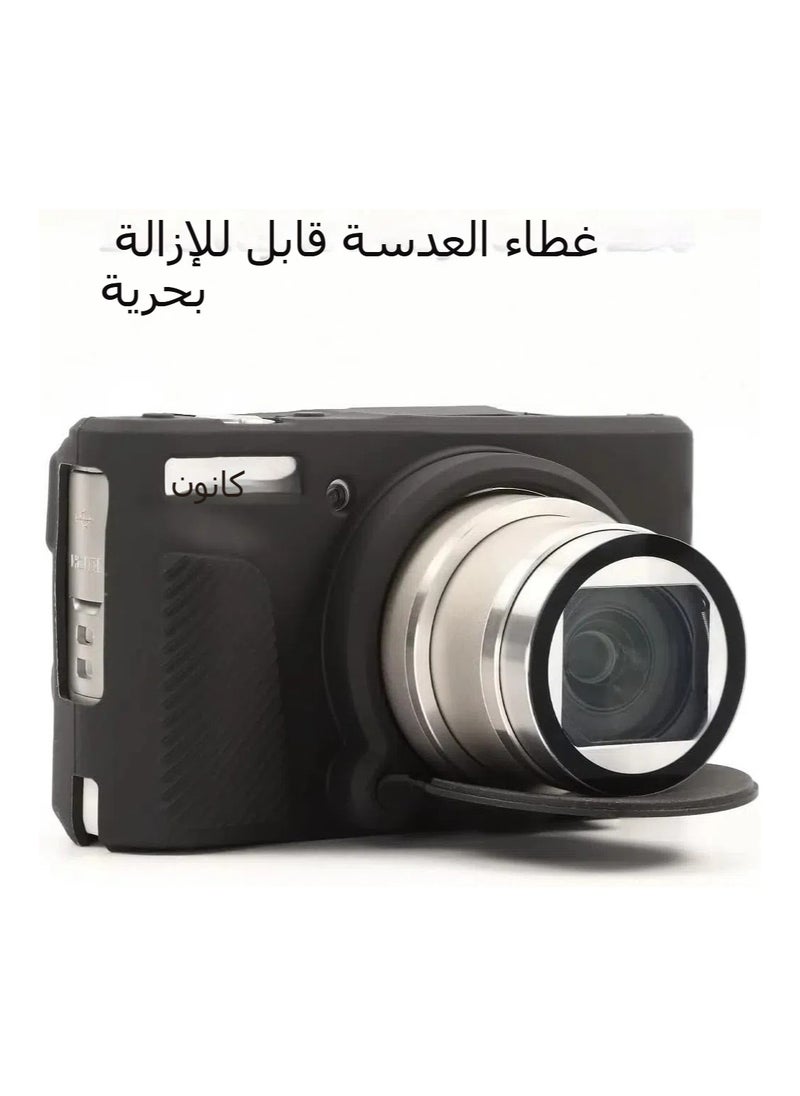 جنرال - حالة لكاميرا كانون باور شوت SX740 HS، حالة سيليكونية ناعمة، وصلات SX740/SX730 HS مع مشبك لقطعة لقطات العدسة، وحماية الشاشة من الزجاج المصقول. - Image 1