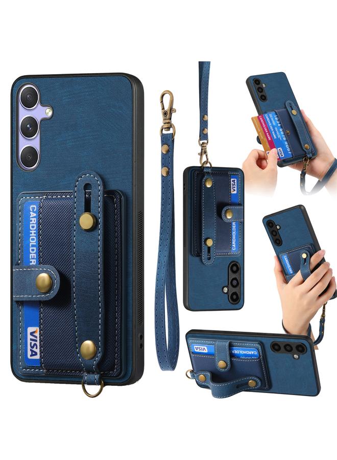 S-TOP Case For Samsung Galaxy S25+ 5G Retro Cross Wristband Wallet Leather Back Phone Case - Image 1