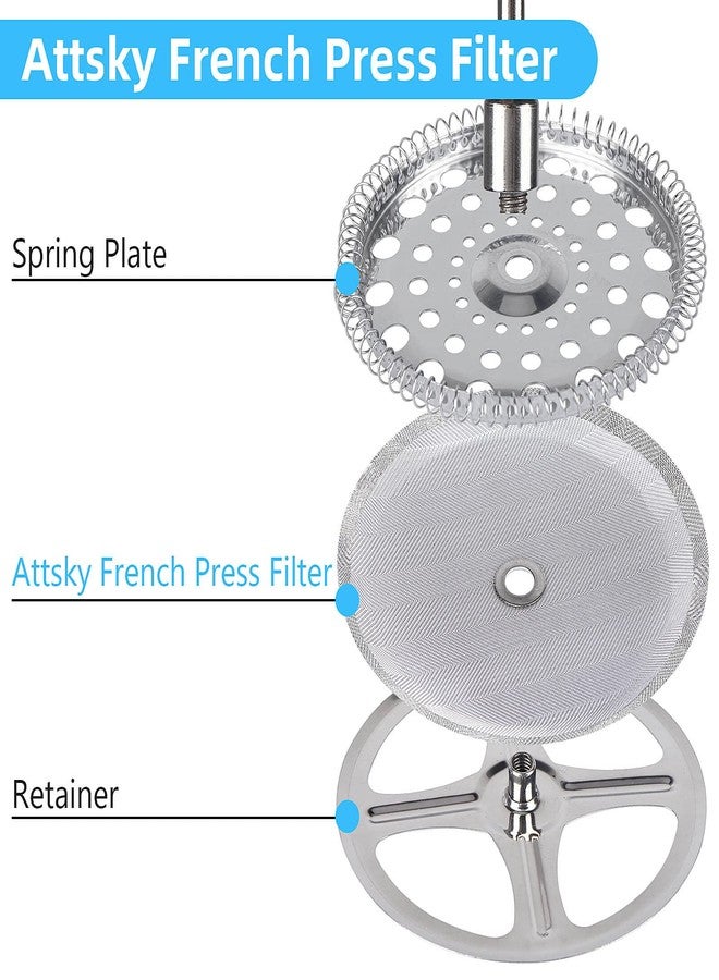 Attsky 4 Pieces Attsky French Press Filter, 4 Inch Stainless Steel Mesh Screen and Replacement Parts for French Press Coffee Maker - Image 4