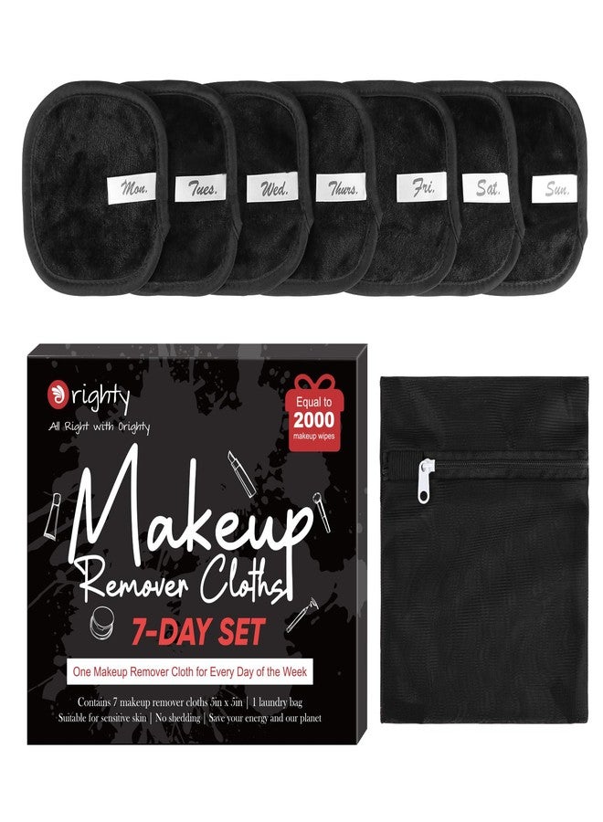 Orighty Makeup Remover Cloths 7-Day Set, Premium & Reusable Makeup Remover Pads, Erase Make-up With Just Water, Make-up Set For Eyes, Lips, Foundation and more, Ideal Choice For Women (Black) - Image 1