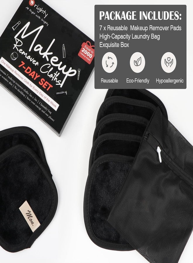Orighty Makeup Remover Cloths 7-Day Set, Premium & Reusable Makeup Remover Pads, Erase Make-up With Just Water, Make-up Set For Eyes, Lips, Foundation and more, Ideal Choice For Women (Black) - Image 2