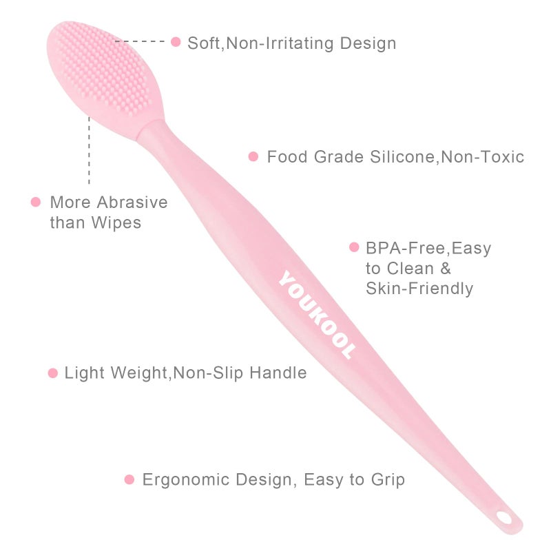 YOUKOOL Lip Scrub Brush,Double-Sided Silicone Exfoliating Lip Brush Tool for Smoother and Fuller Lip Appearance,Pink,2pcs - Image 5