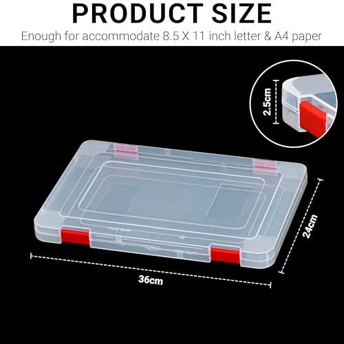 Livzing Plastic Portable File Folder Case | Transparent Documents Paper Lockable Boxes for A4 Sheet, Photos, Magazines, Cards | Filing Storage organizer for Envelopes, Certificates | Office Supplies - Image 2
