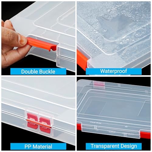Livzing Plastic Portable File Folder Case | Transparent Documents Paper Lockable Boxes for A4 Sheet, Photos, Magazines, Cards | Filing Storage organizer for Envelopes, Certificates | Office Supplies - Image 3