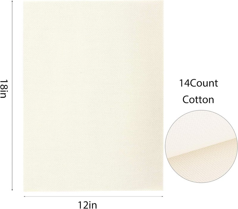 Donmon Aida Cloth 14 Count Cross Stitch Fabric 12×18inch 6 Pieces 3 Colors (Natural+Khaki+Tan) - Image 2