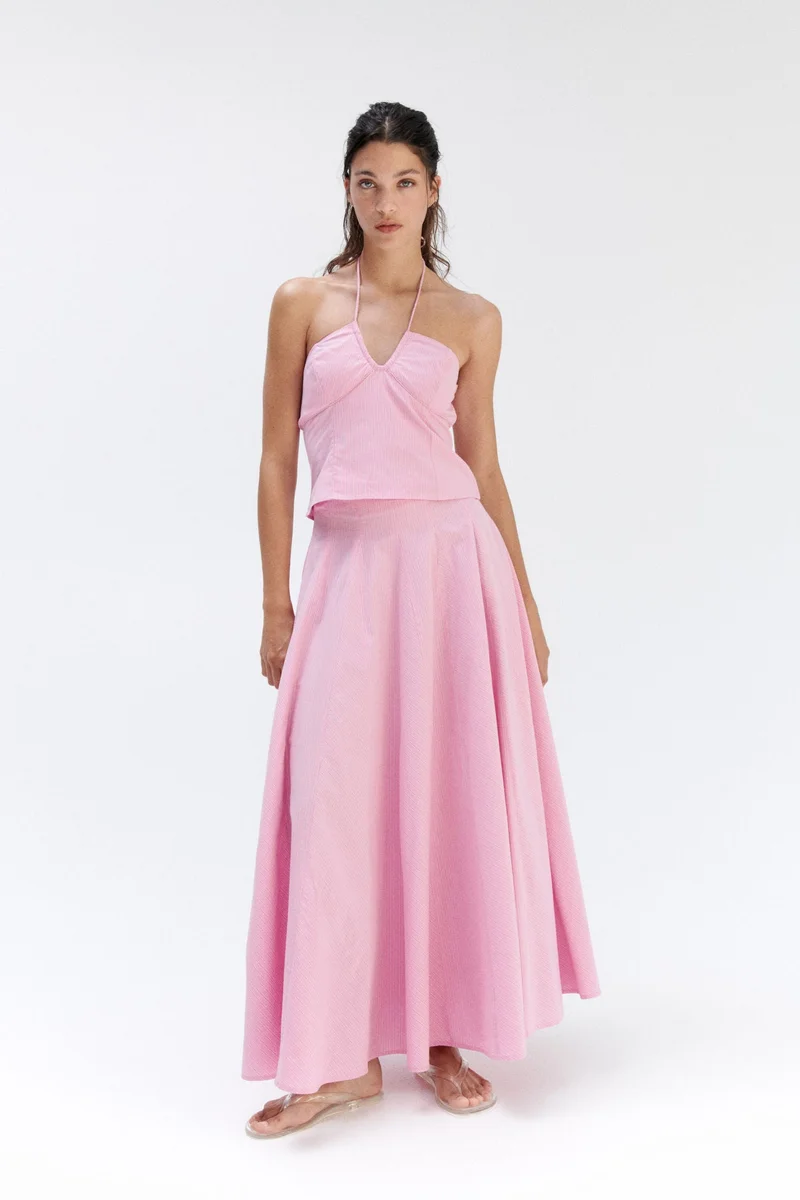 H&M Godet-pleated cotton skirt