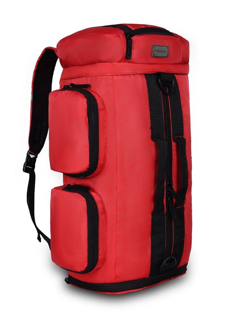 STORYTELLER BRAVE  45L Multi Compartment Unisex Hiking/Trekking/Camping Backpack With Shoes Compartment for Men and Women RED - Image 2