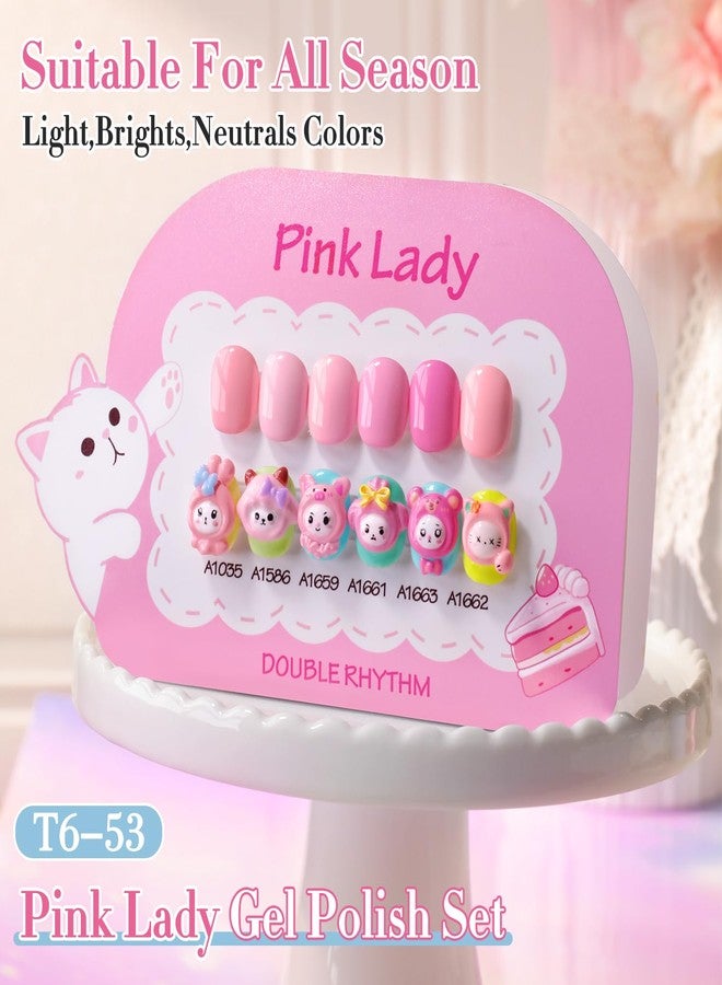 دابل ريذم مجموعة طلاء جل من دبل ريذم، 6 قطع، 15 مل، نفس اللون ونفس الزجاجة، مجموعة طلاء جل قابلة للنقع، فن الأظافر، مانيكير، صالون، اصنعها بنفسك في المنزل للنساء (بشرة محايدة، وردي، بيج، عاري -T6-53) - Image 5