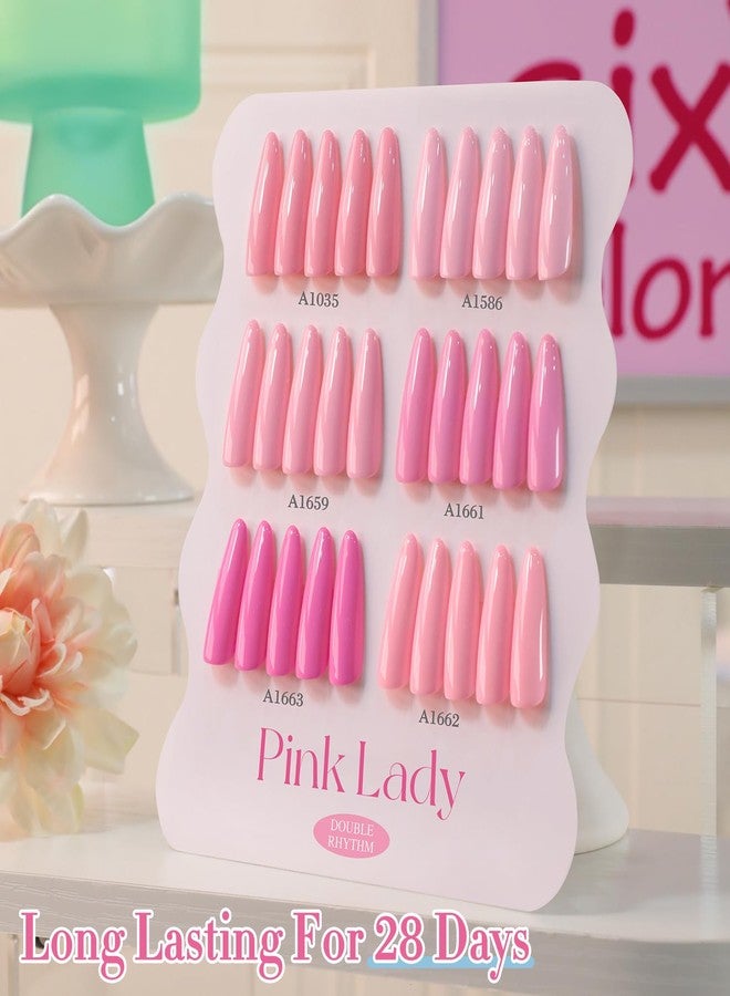 دابل ريذم مجموعة طلاء جل من دبل ريذم، 6 قطع، 15 مل، نفس اللون ونفس الزجاجة، مجموعة طلاء جل قابلة للنقع، فن الأظافر، مانيكير، صالون، اصنعها بنفسك في المنزل للنساء (بشرة محايدة، وردي، بيج، عاري -T6-53) - Image 4