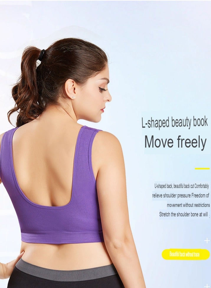 AROAQ Women Sports Bra, Fitness Sports Yoga Bra with Removable Padding, Double-layer Seamless Sports Bra without Rims, Comfortable Soft Bra for Workouts Running Yoga Trainings, (Size 4XL, Light Purple)  - Image 3
