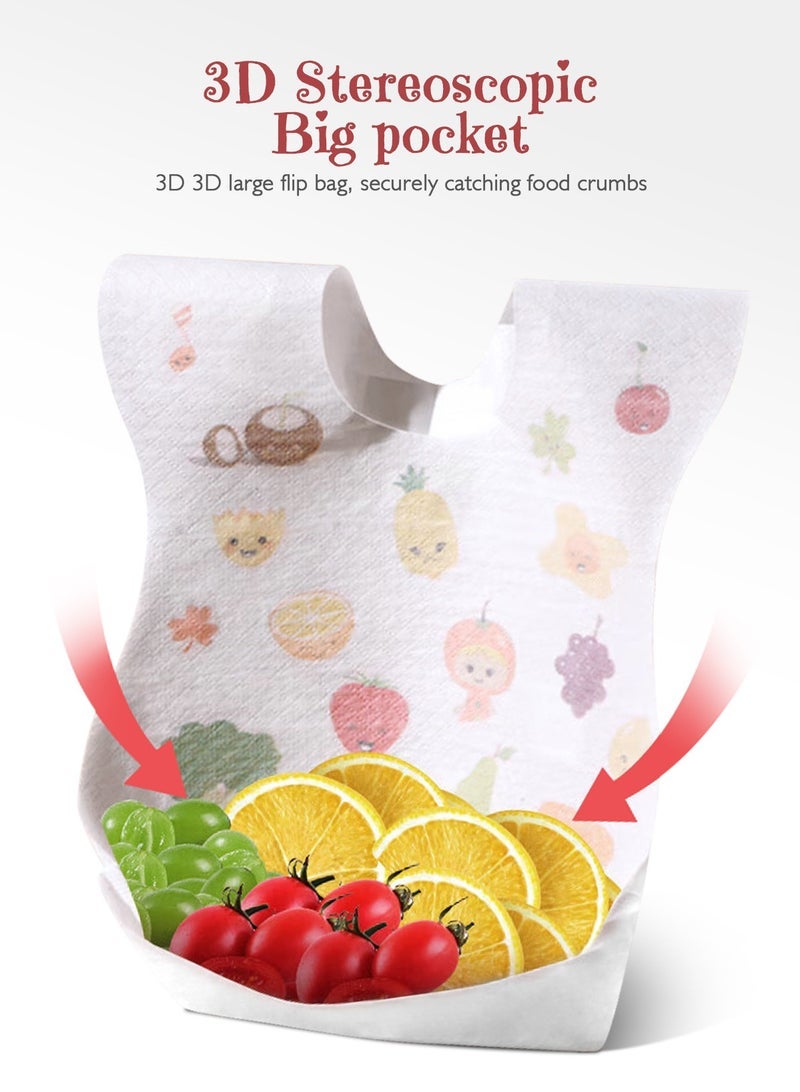 URbazaar 40 Pcs Baby Disposable Bibs Travel Feeding Bib- Leakproof Liner, Food Catcher Pocket for 6-18 Months Babies Toddlers - Image 4