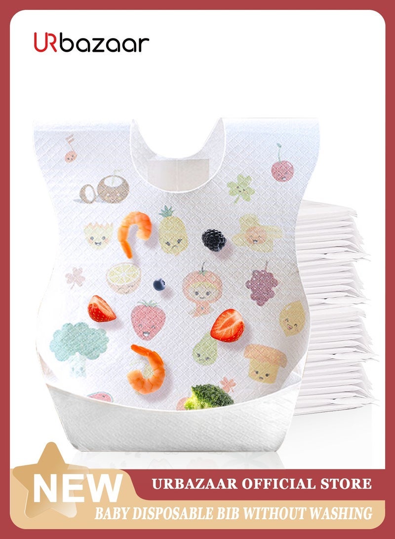URbazaar 40 Pcs Baby Disposable Bibs Travel Feeding Bib- Leakproof Liner, Food Catcher Pocket for 6-18 Months Babies Toddlers - Image 1