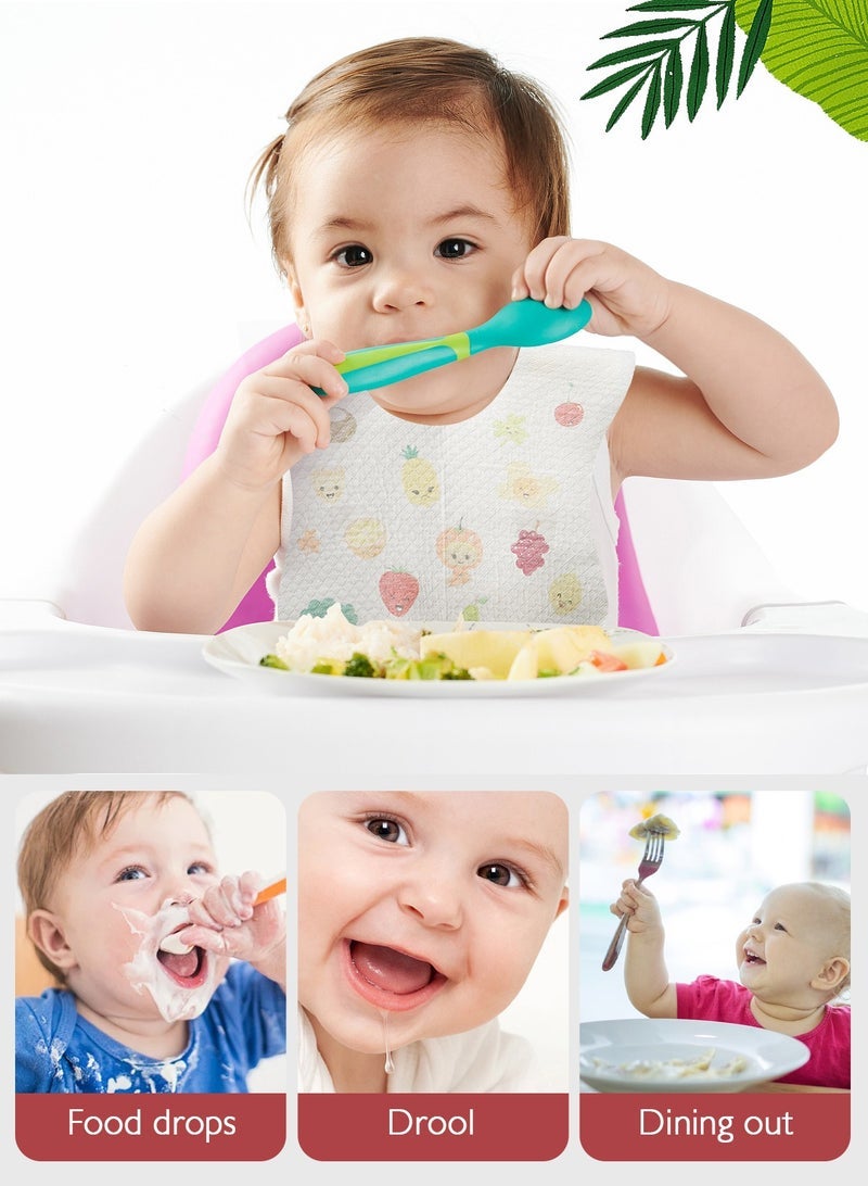 URbazaar 40 Pcs Baby Disposable Bibs Travel Feeding Bib- Leakproof Liner, Food Catcher Pocket for 6-18 Months Babies Toddlers - Image 5