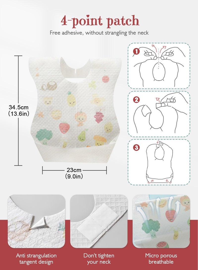 URbazaar 40 Pcs Baby Disposable Bibs Travel Feeding Bib- Leakproof Liner, Food Catcher Pocket for 6-18 Months Babies Toddlers - Image 2