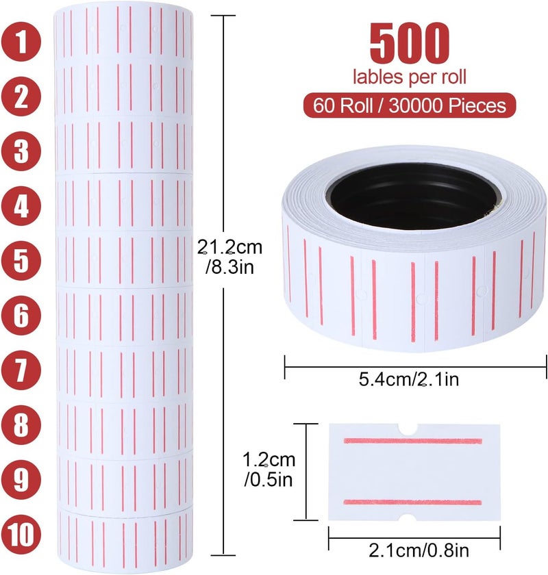 ZOEYES 60 Rolls 30000pcs Price Gun Labels for MX-5500 Labeller, White Pricemarker Label Stickers, Super Sticky Price Tag Labels Price Stickers for Retail Shop, Office, Organization Marking - Image 2