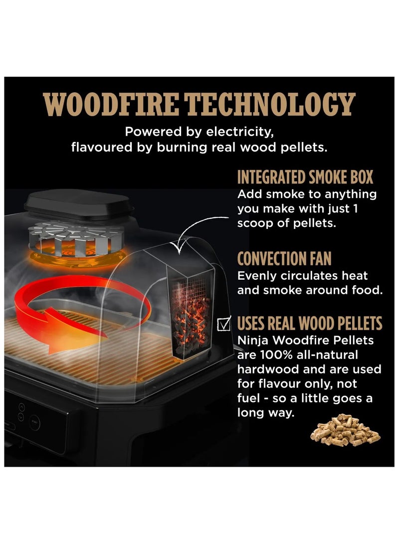 Ninja Woodfire Pro XL Electric Grill & Smoker with Digital Probe, Large 4-in-1 Outdoor Grill and Air Fryer with Intelligent Cooking System and Wood Pellets, Black, OG850ME 1700 W OG850ME black - Image 3