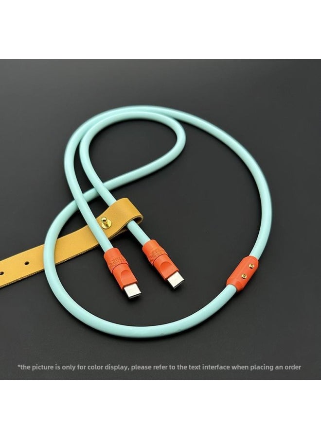 Generic - Mobile Phone Color Matching Fast Charging Silicone Tablet IPhone Data Line Apple 16Pro Computer PD For IPad-Color:Tiffany+orange Shell+slider-Line Length:3m (usb To Apple 8-14 Front/12w) - Image 1