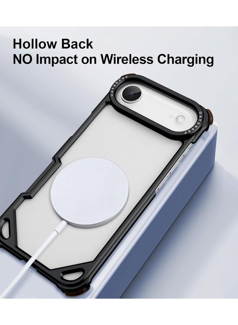 Oatsbasf for iPhone Air Case, No Back Design, Aluminum Metal Frame, 4 Corner Shockproof Protection, Black - Image 3