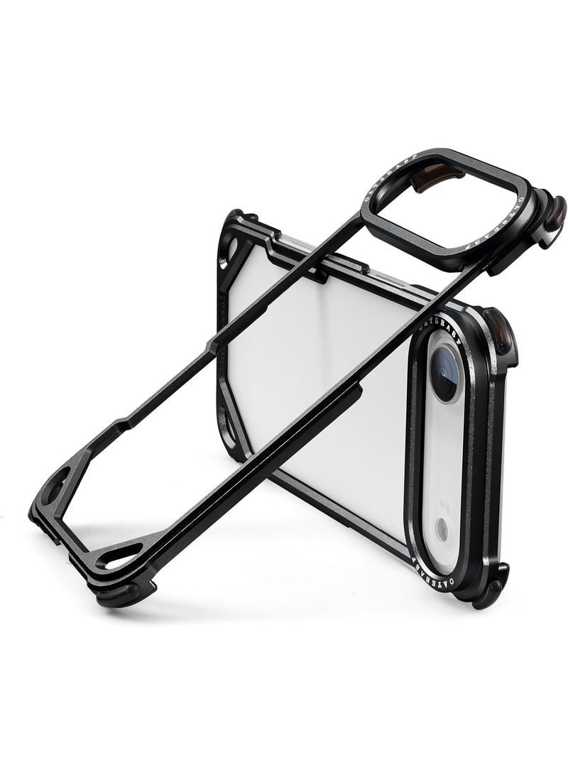 Oatsbasf for iPhone Air Case, No Back Design, Aluminum Metal Frame, 4 Corner Shockproof Protection, Black - Image 1