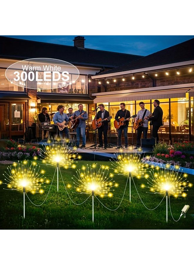 5 قطع أضواء نجمة شمسية LED 300 مصباح LED 8 أوضاع IP44 للحدائق الخارجية باللون الأبيض الدافئ - Image 1