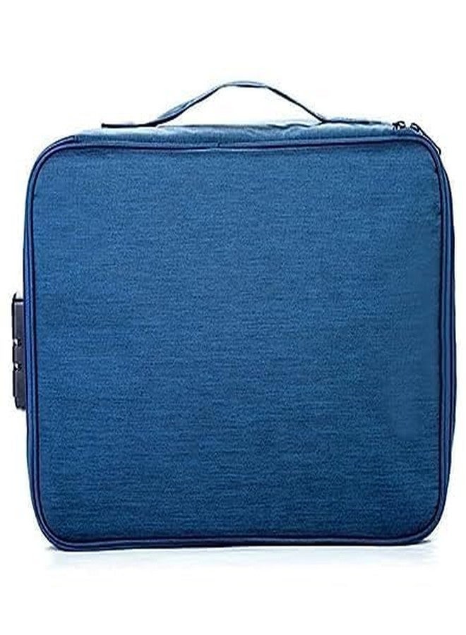 KEJIH Waterproof Document Bag with Safe Code Lock,Multi-Layer Storage Pouch Credential Bag Diploma Storage Important Document&File Pocket with Separator,Blue - Image 1