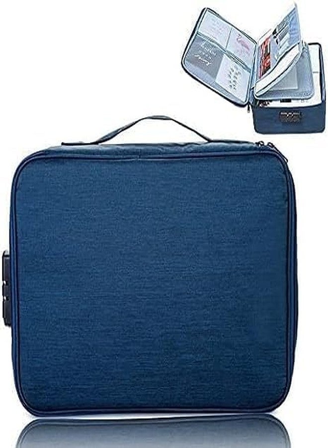 KEJIH Waterproof Document Bag with Safe Code Lock,Multi-Layer Storage Pouch Credential Bag Diploma Storage Important Document&File Pocket with Separator,Blue - Image 4