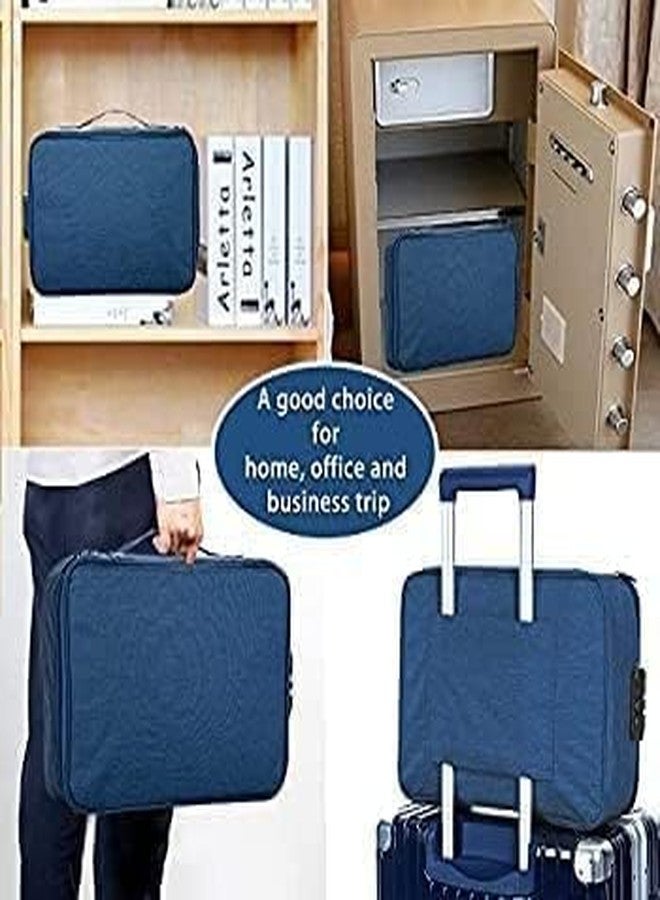 KEJIH Waterproof Document Bag with Safe Code Lock,Multi-Layer Storage Pouch Credential Bag Diploma Storage Important Document&File Pocket with Separator,Blue - Image 3