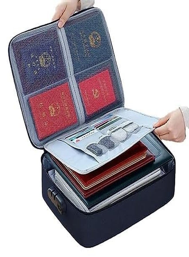 KEJIH Waterproof Document Bag with Safe Code Lock,Multi-Layer Storage Pouch Credential Bag Diploma Storage Important Document&File Pocket with Separator,Blue - Image 5