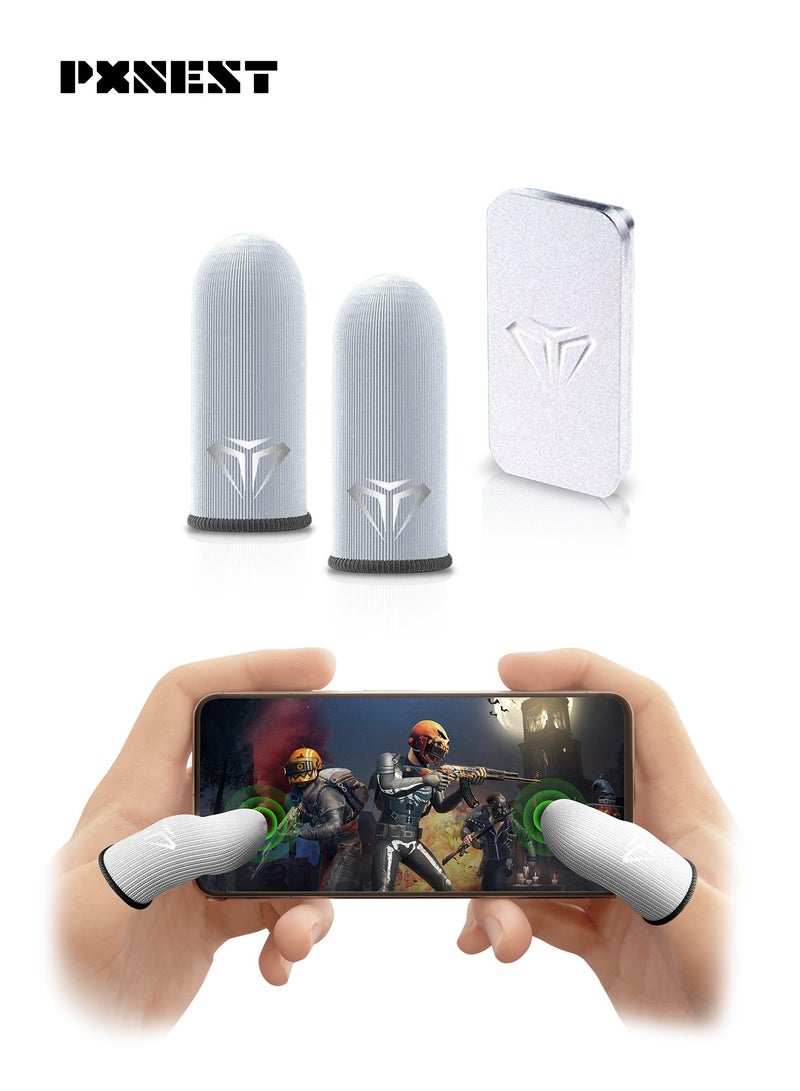 بيكسنست قطعتان من أكمام أصابع PUBG Mobile، مزودة بغطاء محمول من سبائك الألومنيوم، أكثر حساسية ومقاومة للتعرق. مناسبة لألعاب PUBG/Fortnite/Call of Duty/Rule of Survival وغيرها (أبيض) - Image 1