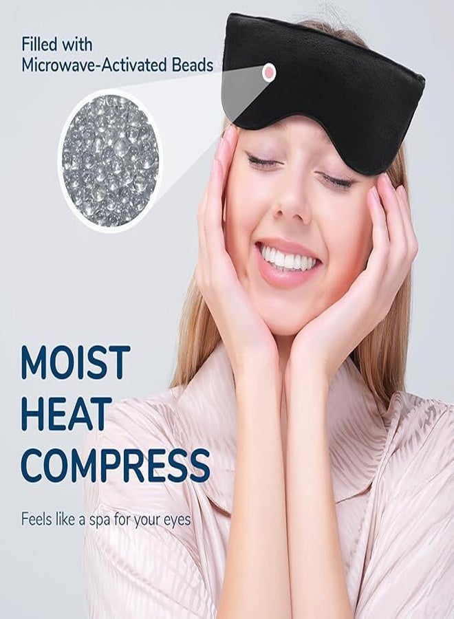 General Weighted Eye Mask for Dry Eyes Microwave Activated Heated Eye Masks for Dry Eyes Treatment Headache Moist Heat Warm Eye Compress with Glass Bead Adjustable Strap Dry Eye Therapy  - Image 2