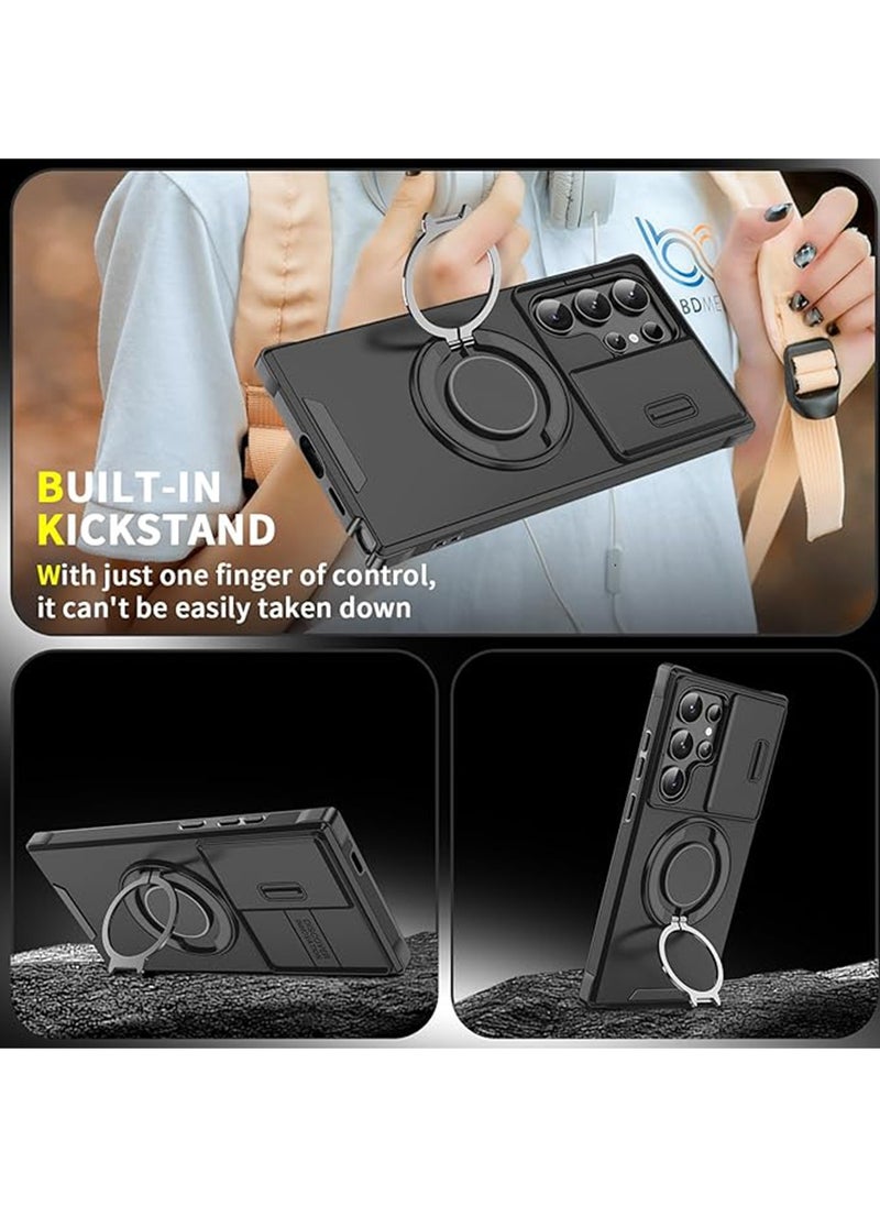 X-level Samsung Galaxy S24 Ultra Case with Ring Stand Kickstand,Compatible with Mag Safe,Shockproof Protective Cases Cover for Samsung Galaxy S24 Ultra 5G 6.8" Black  - Image 4