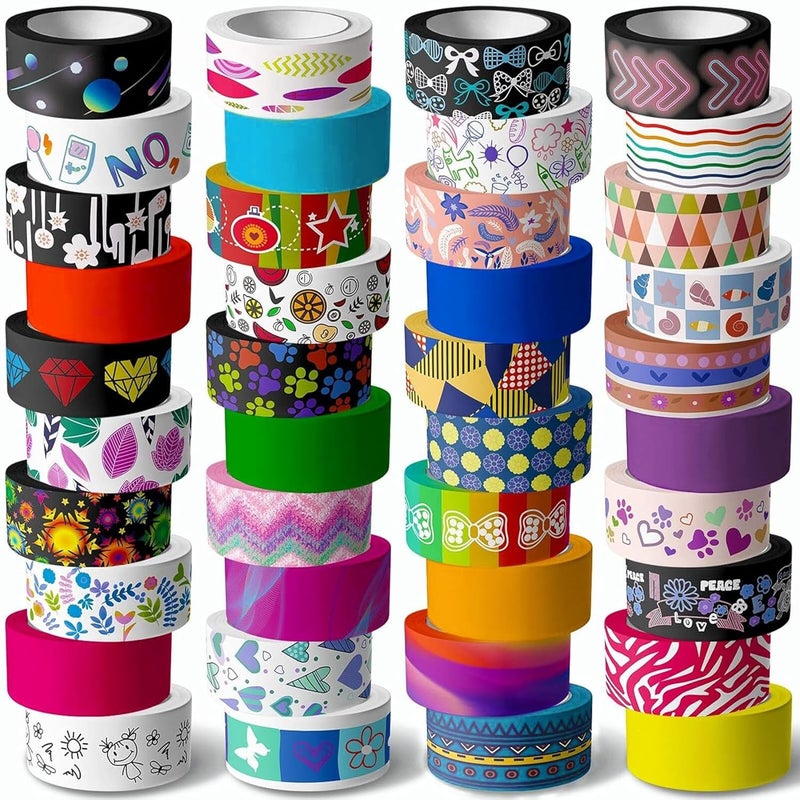 KUNMINGER 40 Rolls Washi Tape Set - 15 mm Wide Colored Decorative Tape for DIY Crafts, Junk Journal Supplies, Scrapbooking Supplies, Bullet Journals, Planners, Party Decorations - Image 1