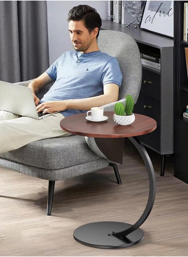 Metal Frame C Shape Coffee Table Side Table End Table for Sofa Bedside Living Room Bedroom Small Spaces