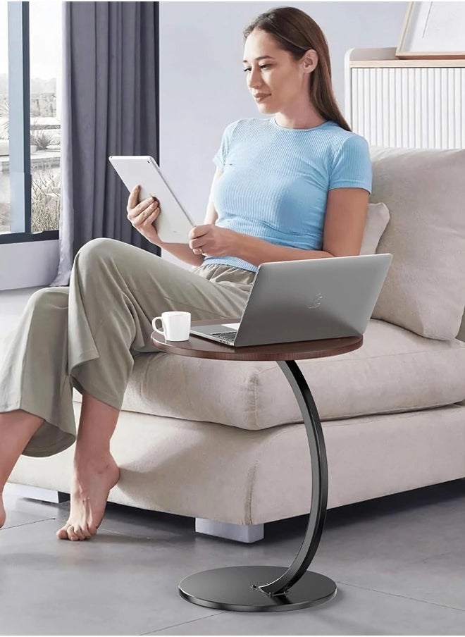 Metal Frame C Shape Coffee Table Side Table End Table for Sofa Bedside Living Room Bedroom Small Spaces