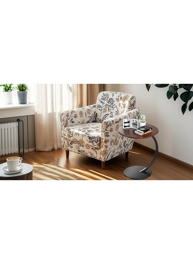 Metal Frame C Shape Coffee Table Side Table End Table for Sofa Bedside Living Room Bedroom Small Spaces