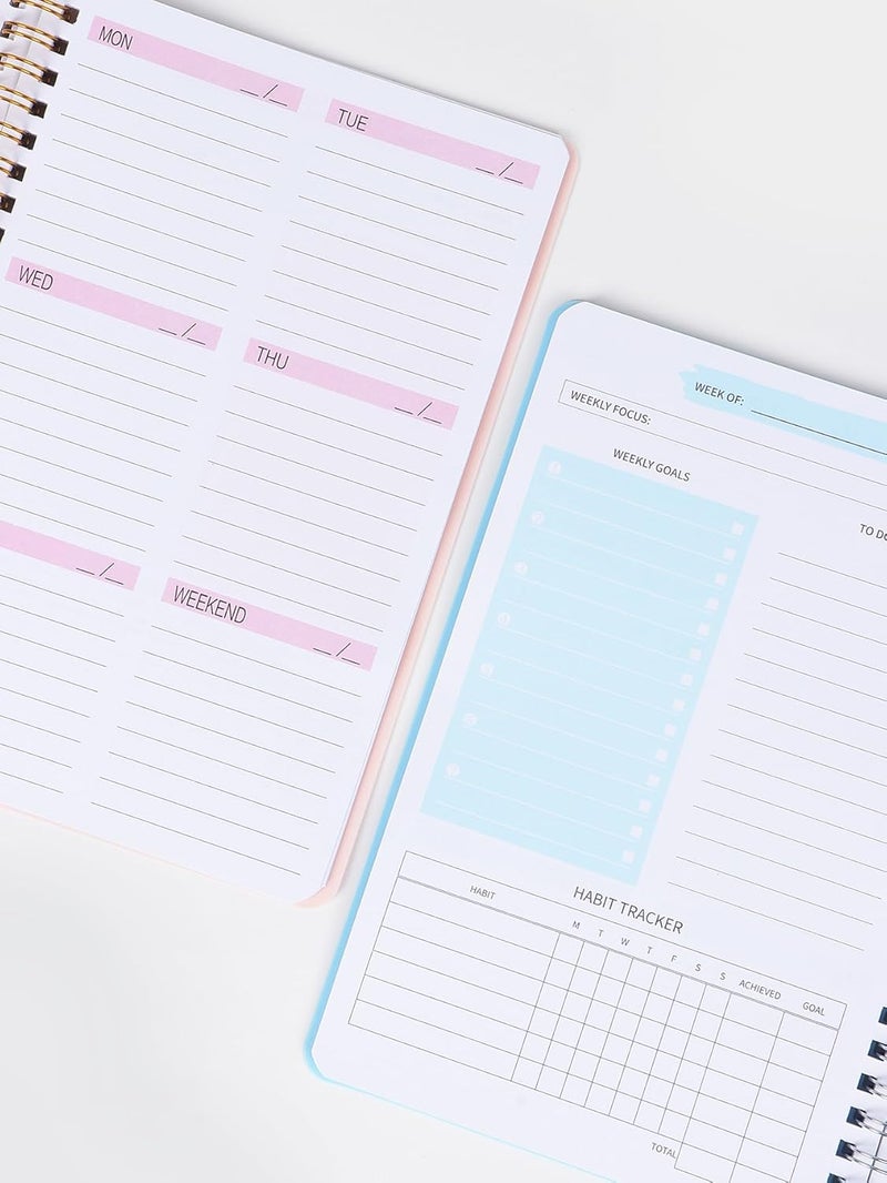 SKY-TOUCH A5 Weekly Planner: To Do List Notebook With 52 Undated Sheets Daily Planner With Goal Habit Tracker Organizer For Office Home School Work Study Life Pink - Image 4