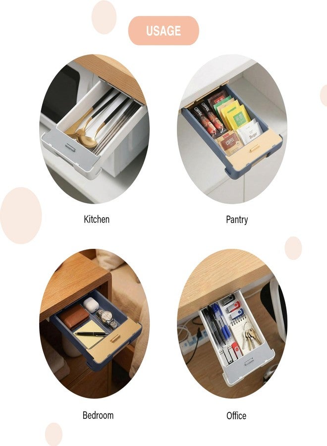 oddpod Under The Table Hidden Drawer/Plastic Desk Organiser For Home & Office - Grey, Stationary - Image 5