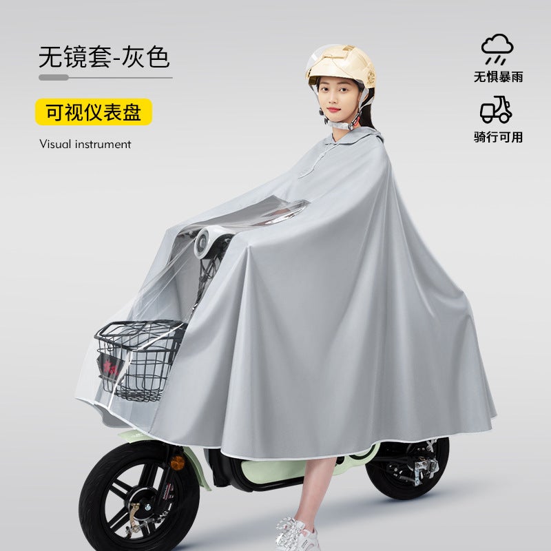 Generic Electric Bike Raincoat Full Body Oversized 3XL-single person without mirror cover-gray [thickened Oxford rainstorm]]