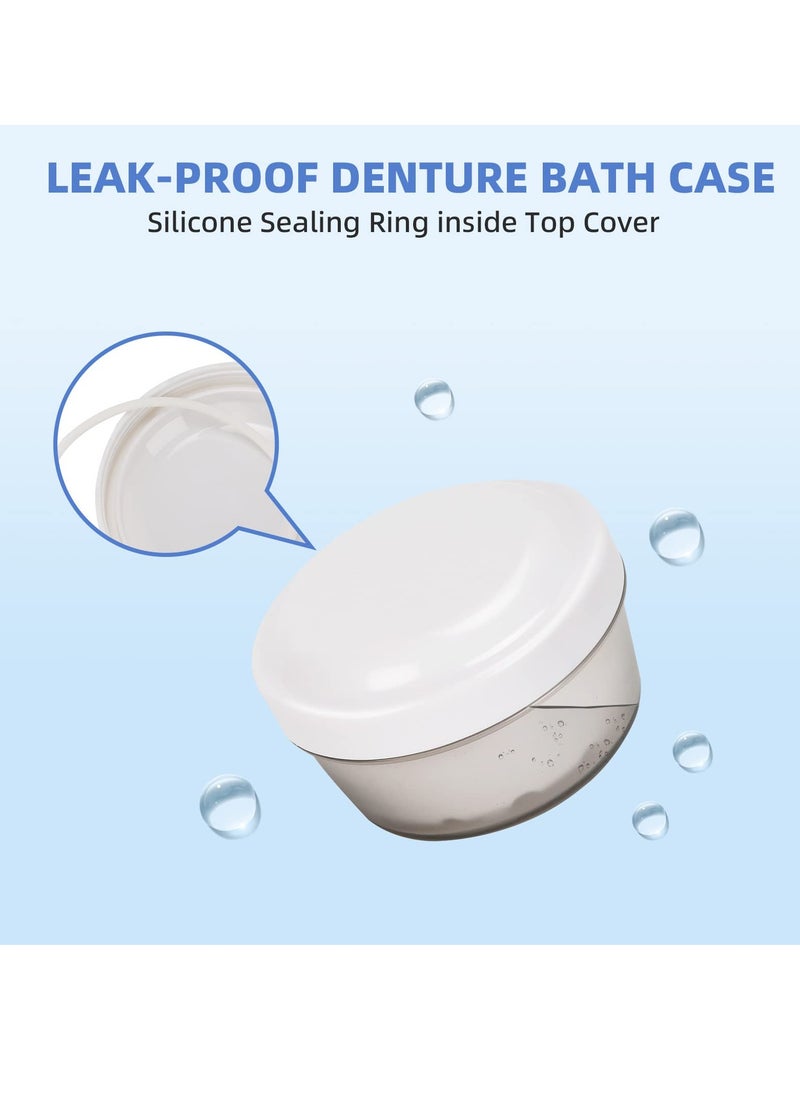 Excefore Leak Proof Denture Case, Retainer Case Orthodontic Denture Cup with Strainer, for Dentures, Partial Dentures, Traditional Braces, Etc, Portable Retainer Cleaner Case for Household  - Image 5