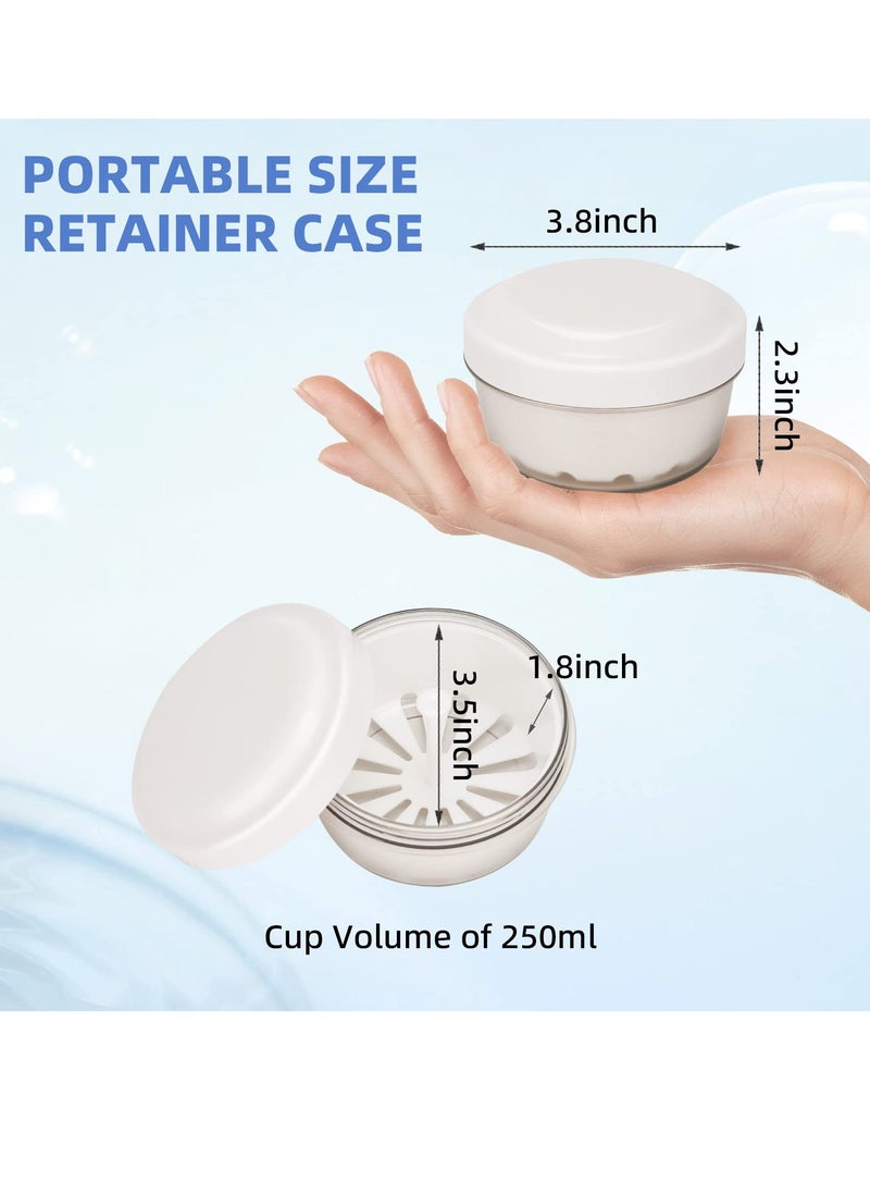 Excefore Leak Proof Denture Case, Retainer Case Orthodontic Denture Cup with Strainer, for Dentures, Partial Dentures, Traditional Braces, Etc, Portable Retainer Cleaner Case for Household  - Image 3