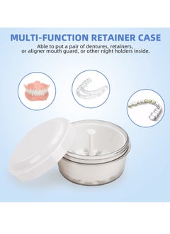 Excefore Leak Proof Denture Case, Retainer Case Orthodontic Denture Cup with Strainer, for Dentures, Partial Dentures, Traditional Braces, Etc, Portable Retainer Cleaner Case for Household  - Image 4
