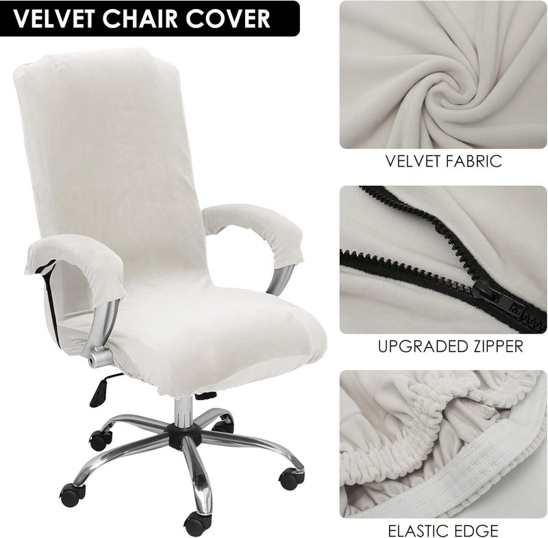 windforgecraft Office Chair Cover Pack Removable Washable Office Computer Chair Seat Covers Stretch Office Chair Cove Desk Rotating Chair Seat Slipcovers Protectors Anti-dust Desk (Tooth White) - Image 4