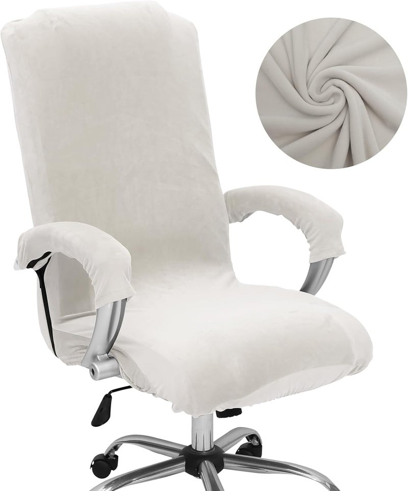windforgecraft Office Chair Cover Pack Removable Washable Office Computer Chair Seat Covers Stretch Office Chair Cove Desk Rotating Chair Seat Slipcovers Protectors Anti-dust Desk (Tooth White) - Image 1