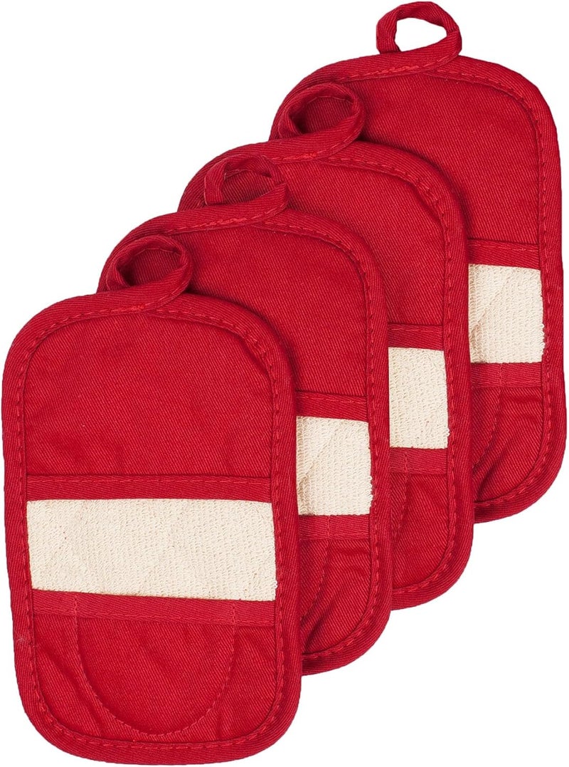 Ritz Premium Pot Holders & Heating Pads (4-Pack), 8.5" x 5.5", Heat Resistant, 100% Cotton Terry-Looped Pocket, Kitchen and Barbeque, Paprika - Image 1